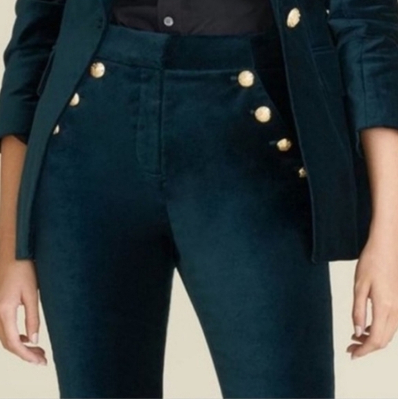 Veronica Beard Verity Button-embellished Cotton-blend Velvet Flared Pants - Size - Picture 3 of 7